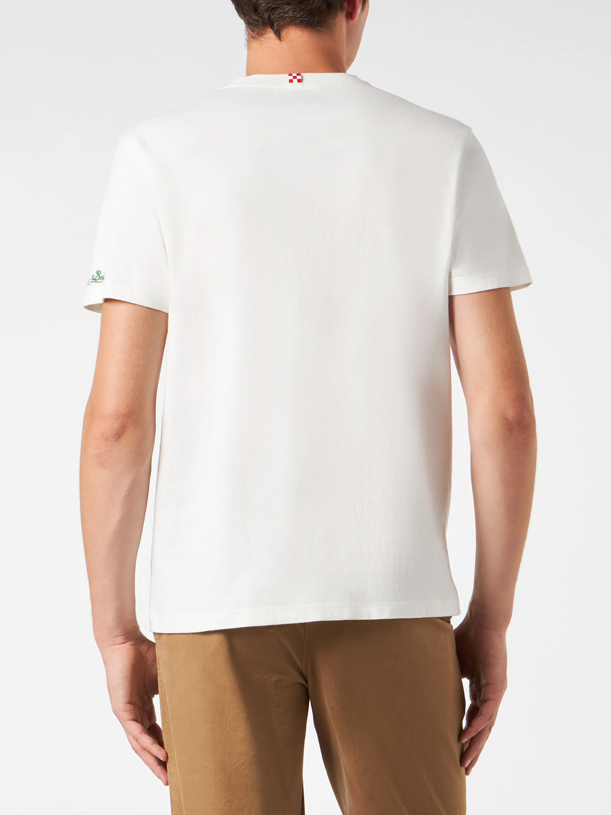 Heren T-shirt van zwaar katoen met Spritz in Cortina-print.
