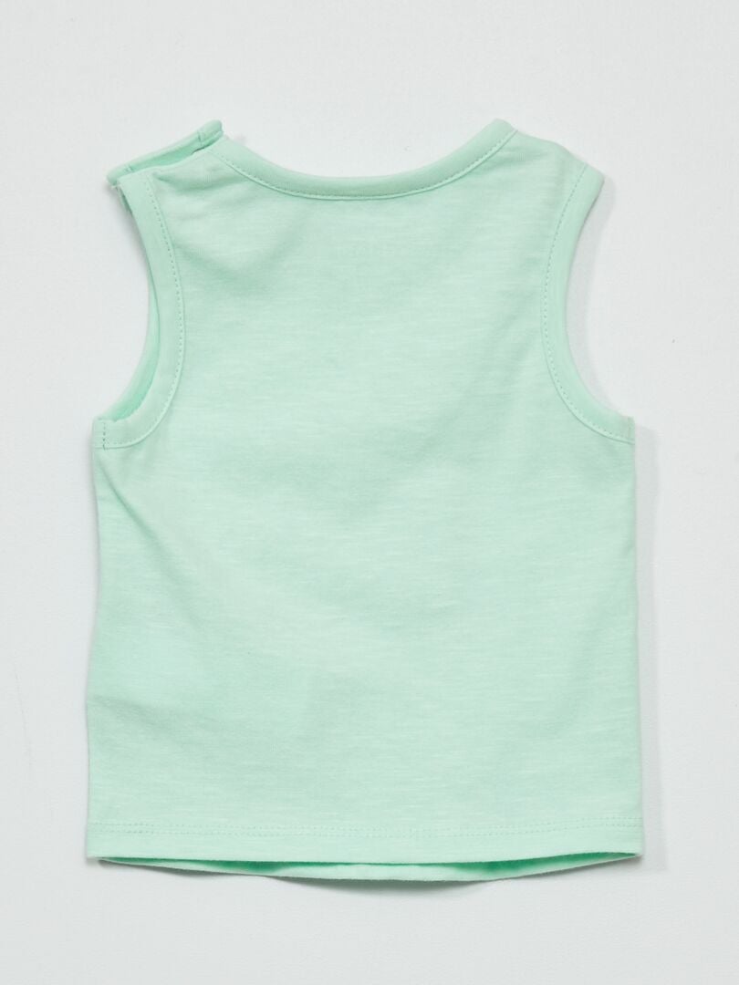 Bedrukte tanktop met drukknoopsluiting op de schouder - WIT