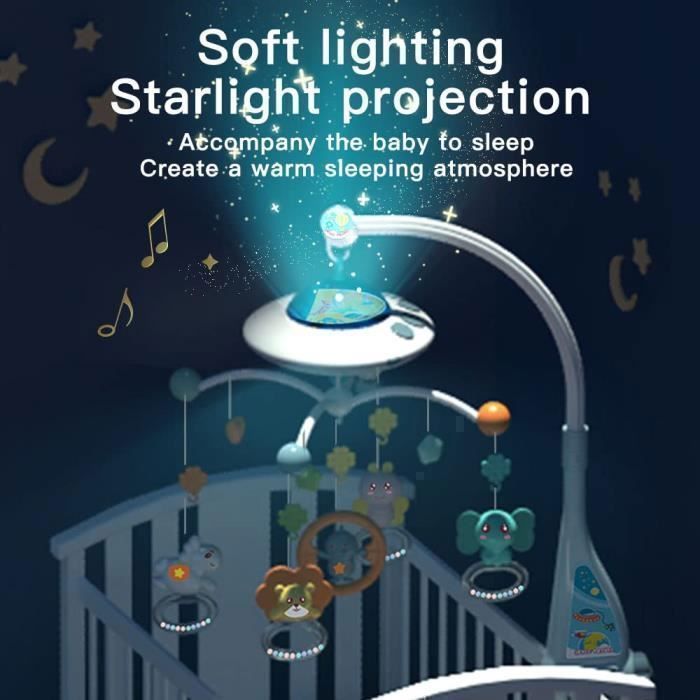 Móvil musical para bebés - Con luz nocturna y proyector de cielo estrellado - Juguete educativo para niños de 1 año