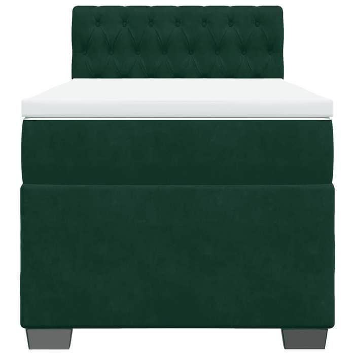 Struttura letto con materasso - Maison Exclusive - Velluto verde scuro - 80x200 cm - Massimo relax