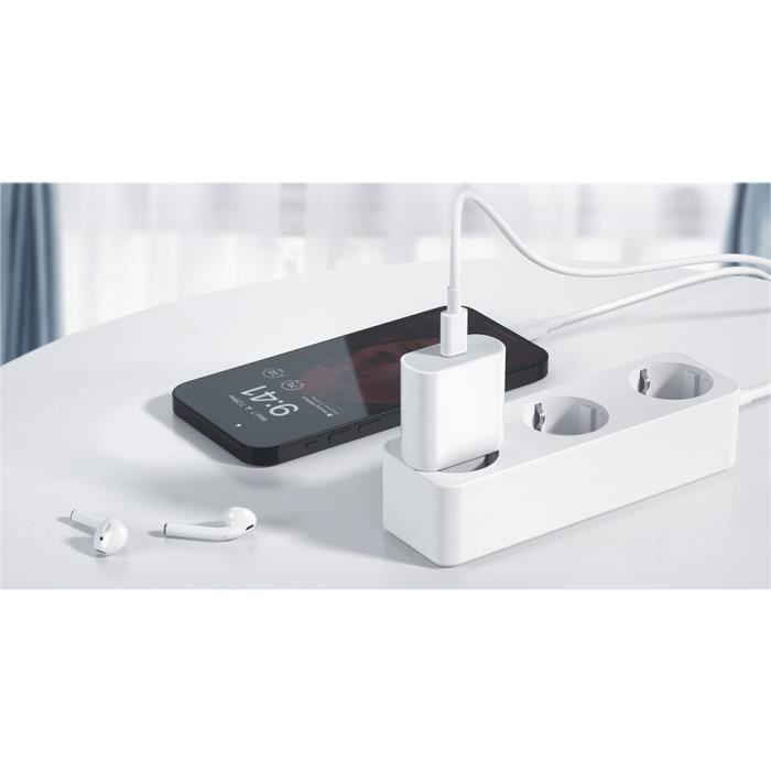 Carregador rápido de 20 W compatível com iPhone 14/13/12/11/X - Cabo USB-C para Lightning de 1 m | Loja Aginji® França
