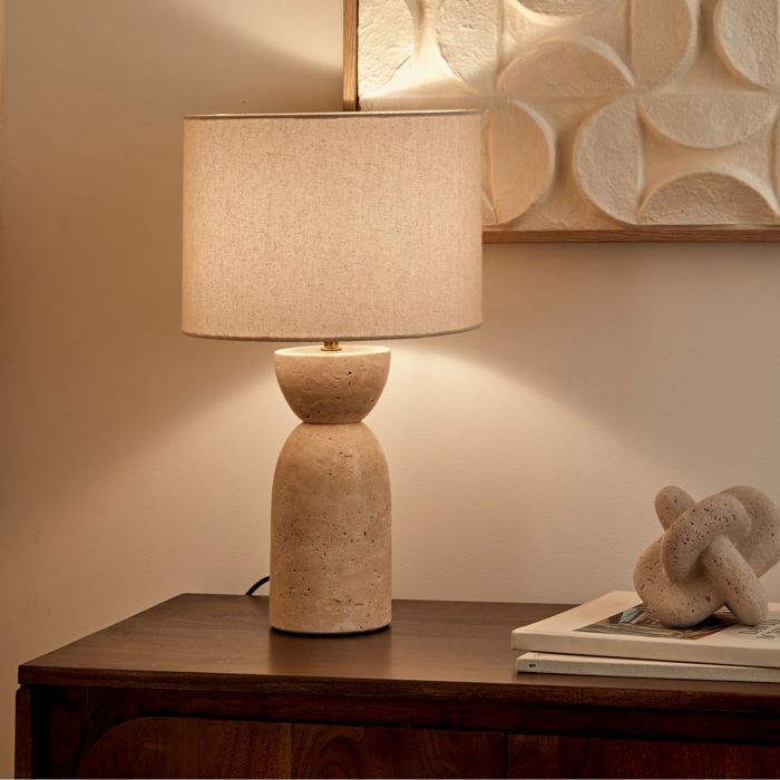 Erin beige mushroom table lamp, mains powered, H47.5cm - Atmosphera Interior Designer