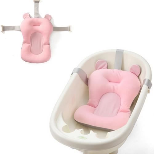 Colchoneta flotante para baño de recién nacidos, almohadilla para bañera de bebé, silla y estante, cojín de soporte para asiento de bañera infantil, alfombrilla para niños - Rosa