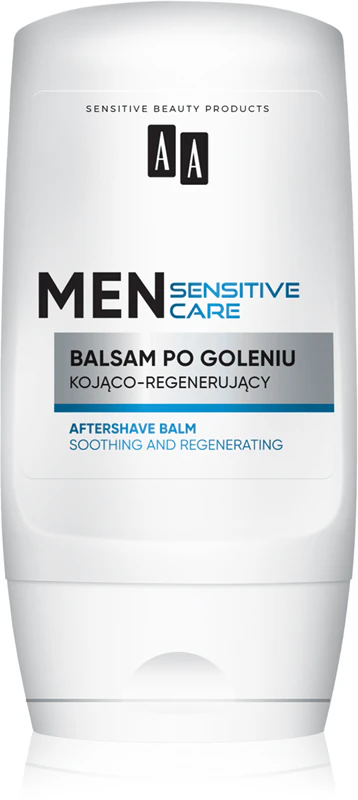 Bálsamo pós-barba calmante e hidratante AA Cosmetics Men Sensitive para pele sensível.