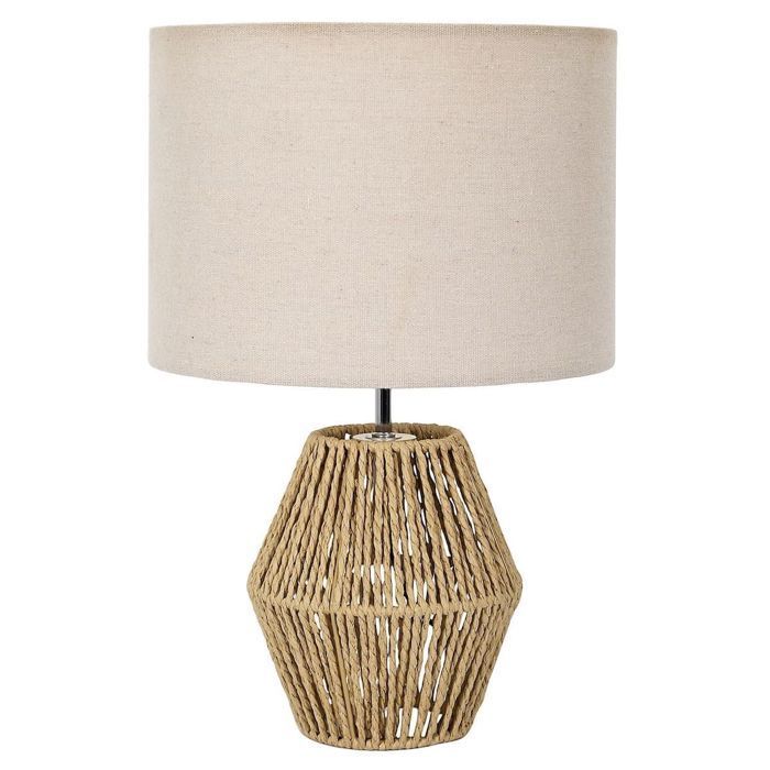 Lámpara de mesa con pantalla de lino y cuerda trenzada natural (40 cm de alto).