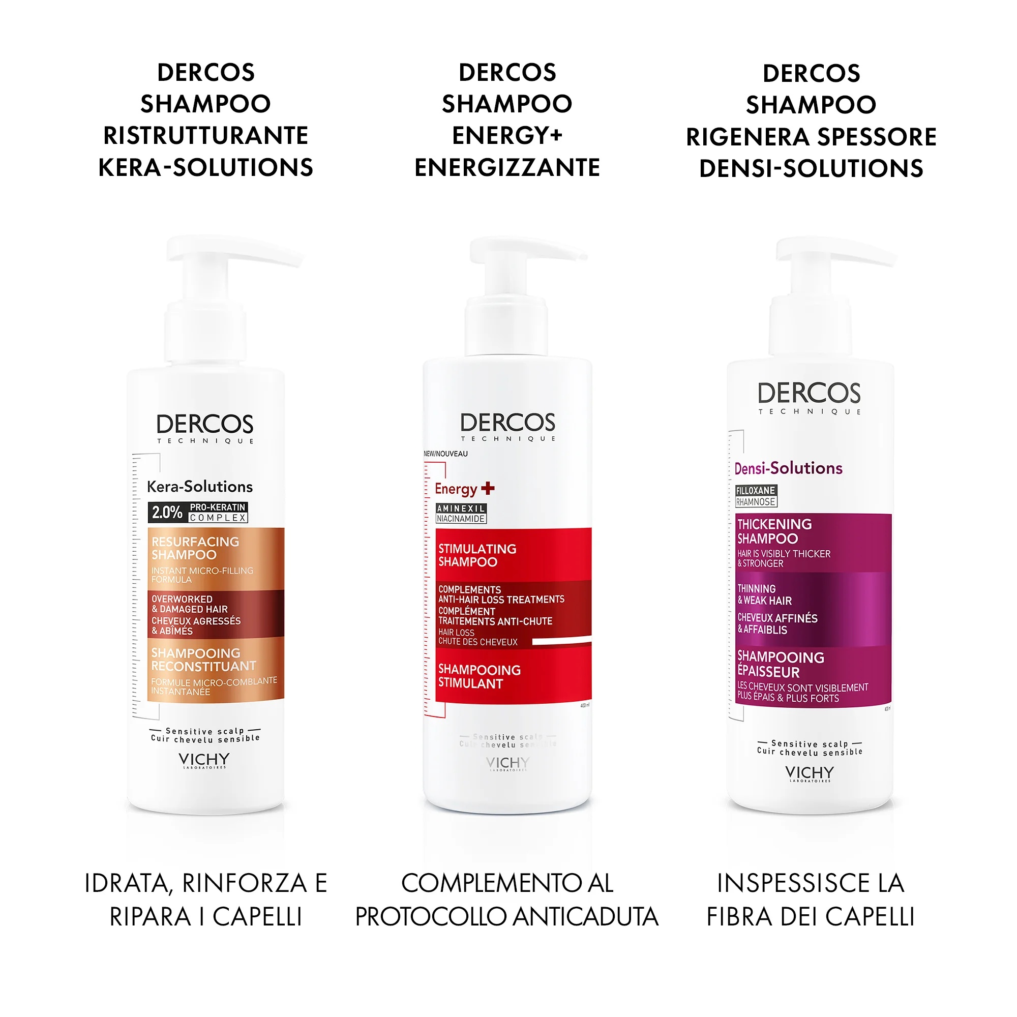 Vichy Dercos Shampoo Energizante 400 ml Combate a queda de cabelo