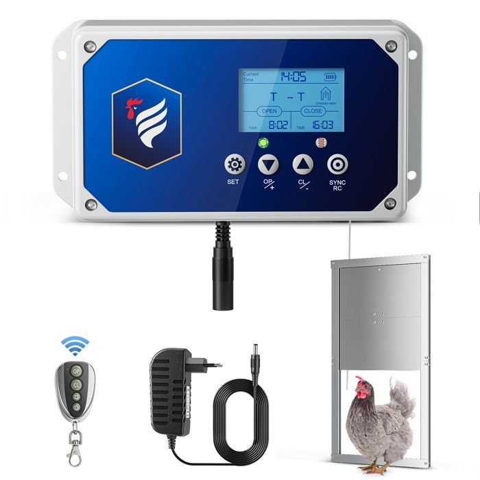 Kit de apertura automática para gallinero TTLIFE, abridor de puerta con temporizador y sensor de luz.
