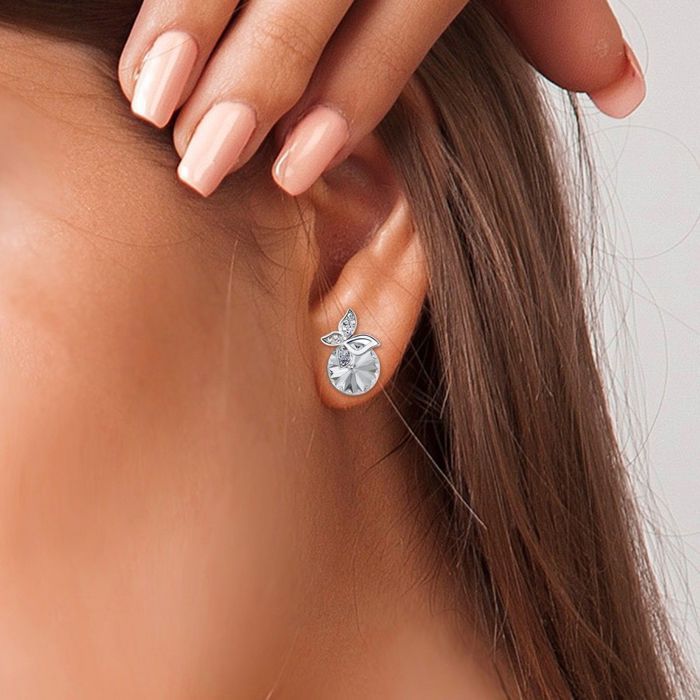 SC Crystal butterfly earrings adorned with sparkling crystals in rhodium-plated metal