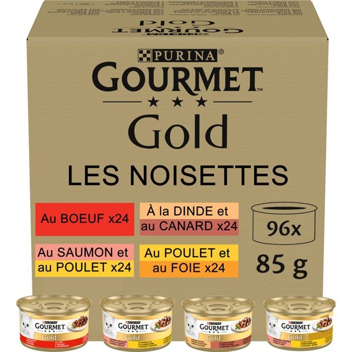 GOURMET GOLD Les Noisettes - 96 x 85 g - Boîtes pour chat adulte