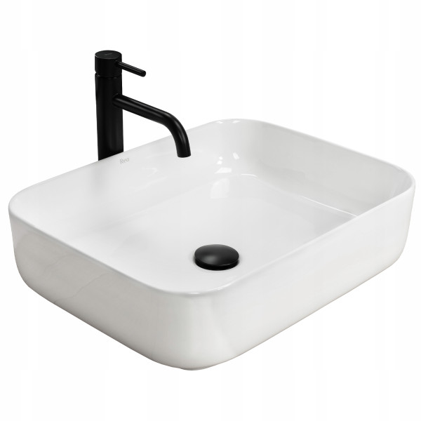 Umywalka Ceramiczna Nablatowa Demi White Biała Rea
