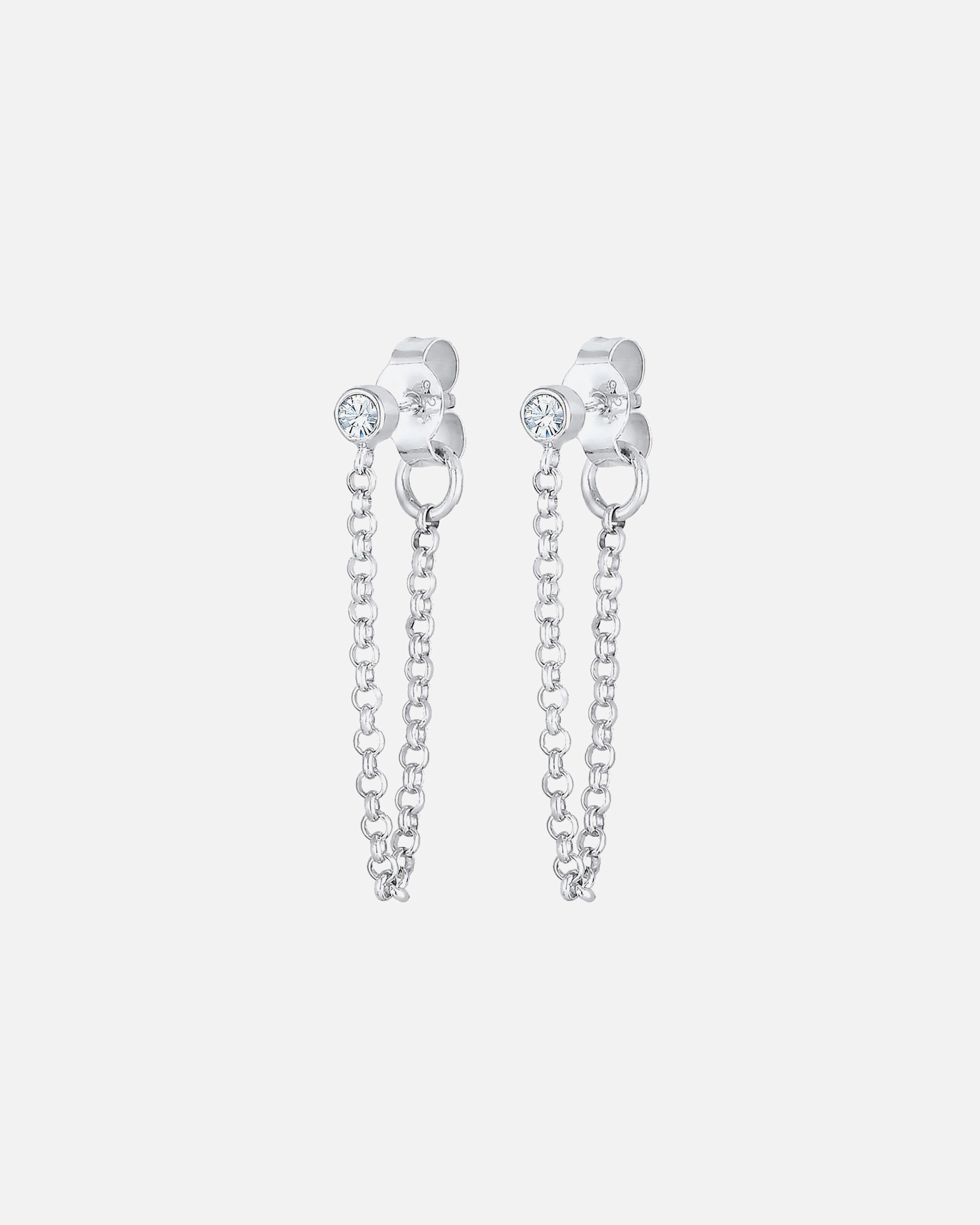 Elli Femmes clous d'oreilles chaîne tendance géo avec cristal en argent sterling 925