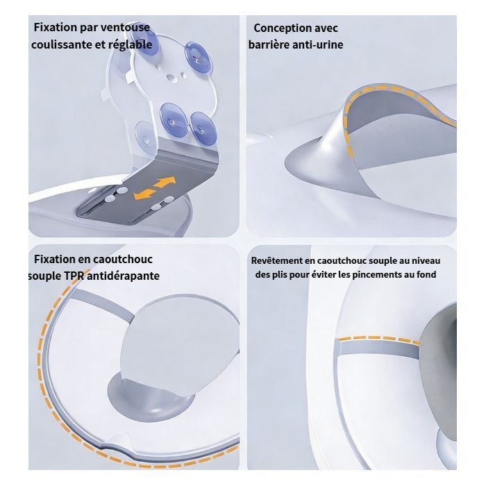 Foldable child toilet seat reducer - With soft rubber urine barrier - Universal toilet adapter