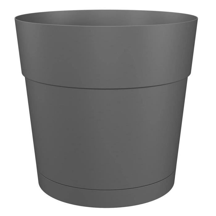 Maceta redonda grande ARTEVASI CAPRI - Plástico - Depósito de agua - Diámetro 30 cm - Antracita - L 29,5 x An 29,5 x Al 28,2 cm