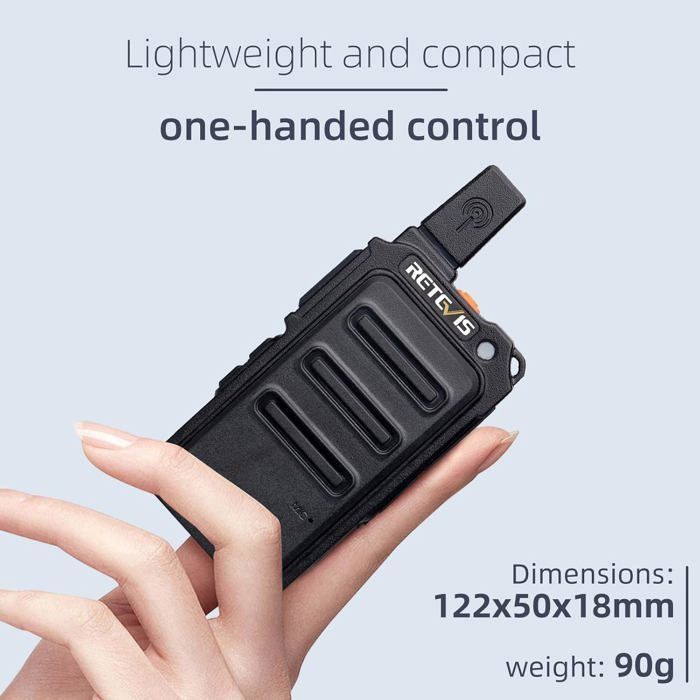 Retevis RT619 Mini Walkie Talkie with Earpieces, PMR446 1300mAh Rechargeable, Metal Back Clip, VOX, for School (10 Pcs)