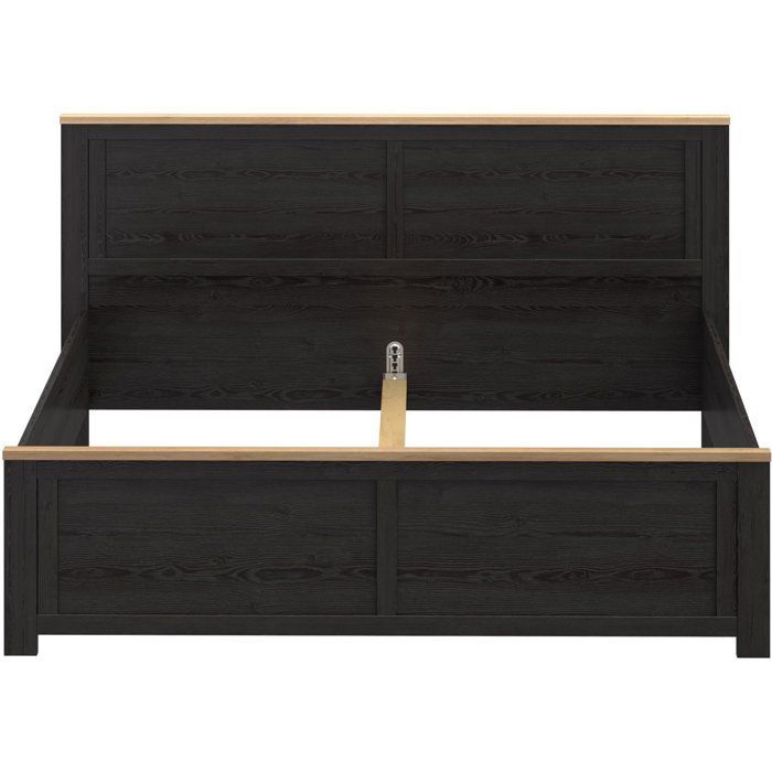 Lit adulte King Size - BOHOL - 180 x 200 cm - Décor Chêne / Noir
