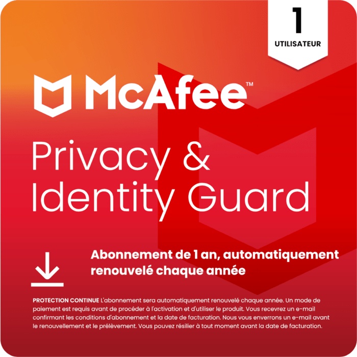 McAfee Privacy & Identity Guard para 1 usuario | Suscripción de 1 año, renovación automática anual