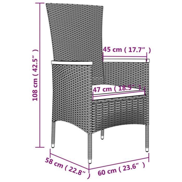 vidaXL Ensemble de salon de jardin 3 pcs noir poly rotin et acier 3157658