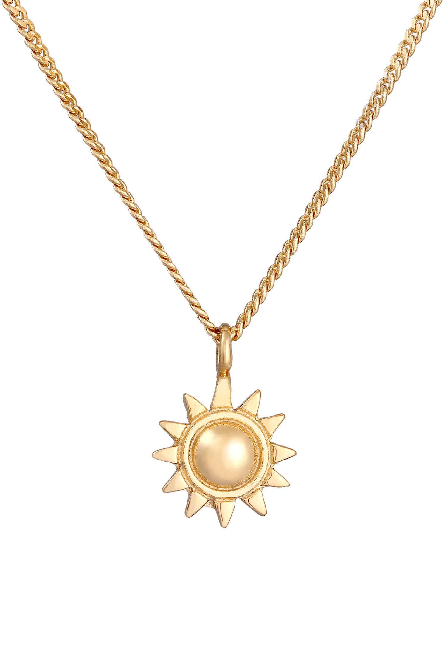 Elli Femmes pendentif soleil été en argent sterling 925 plaqué or