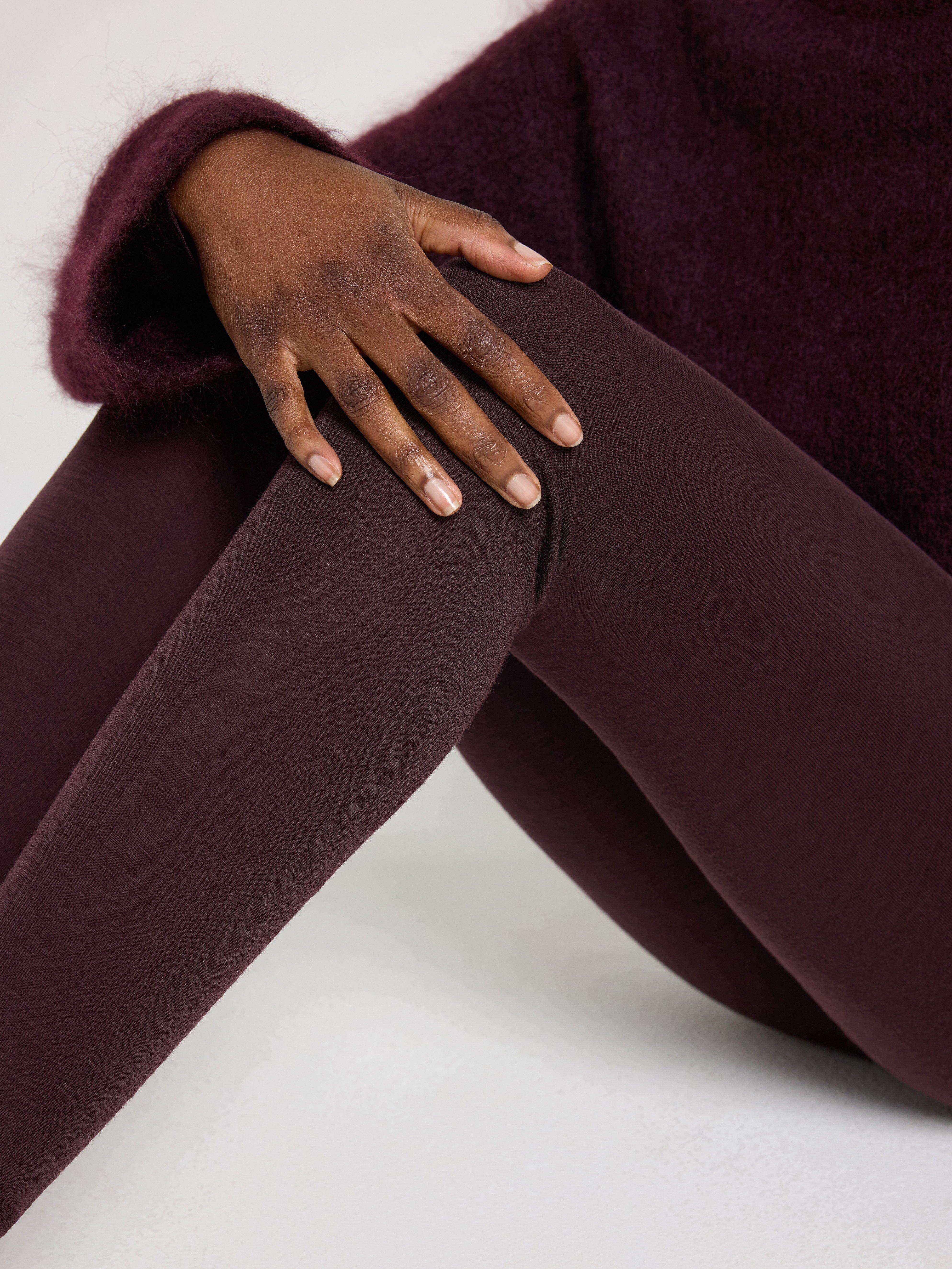 Leggings en laine mérinos rouge foncé poussiéreux