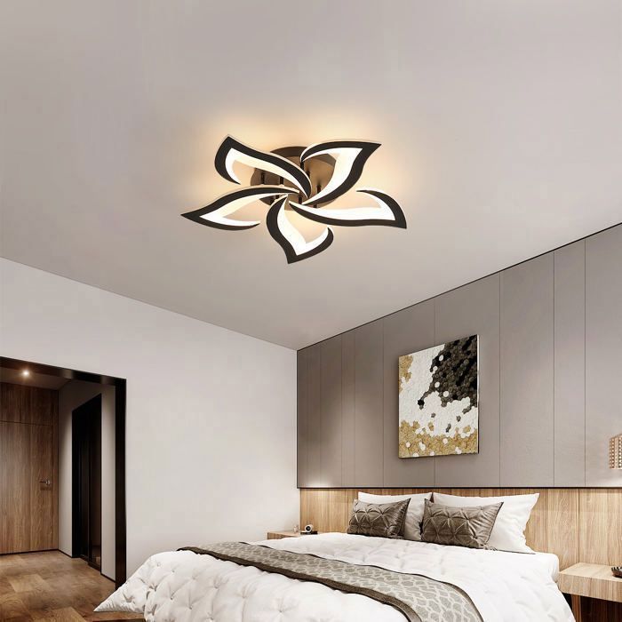 DORLINK Plafonnier LED Noir 5 Têtes 60W 4700LM Réglable 3000-6500K Lampe de Plafond Moderne pour Salon Chambre Salle à Manger