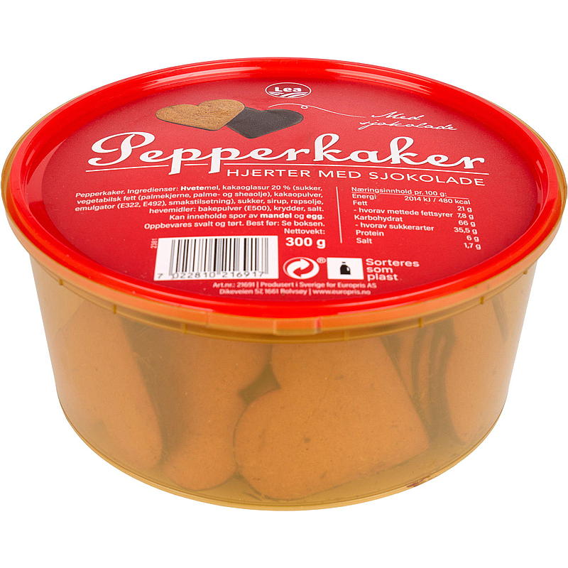 Lea pepperkakehjerter med sjokolade 300 g
