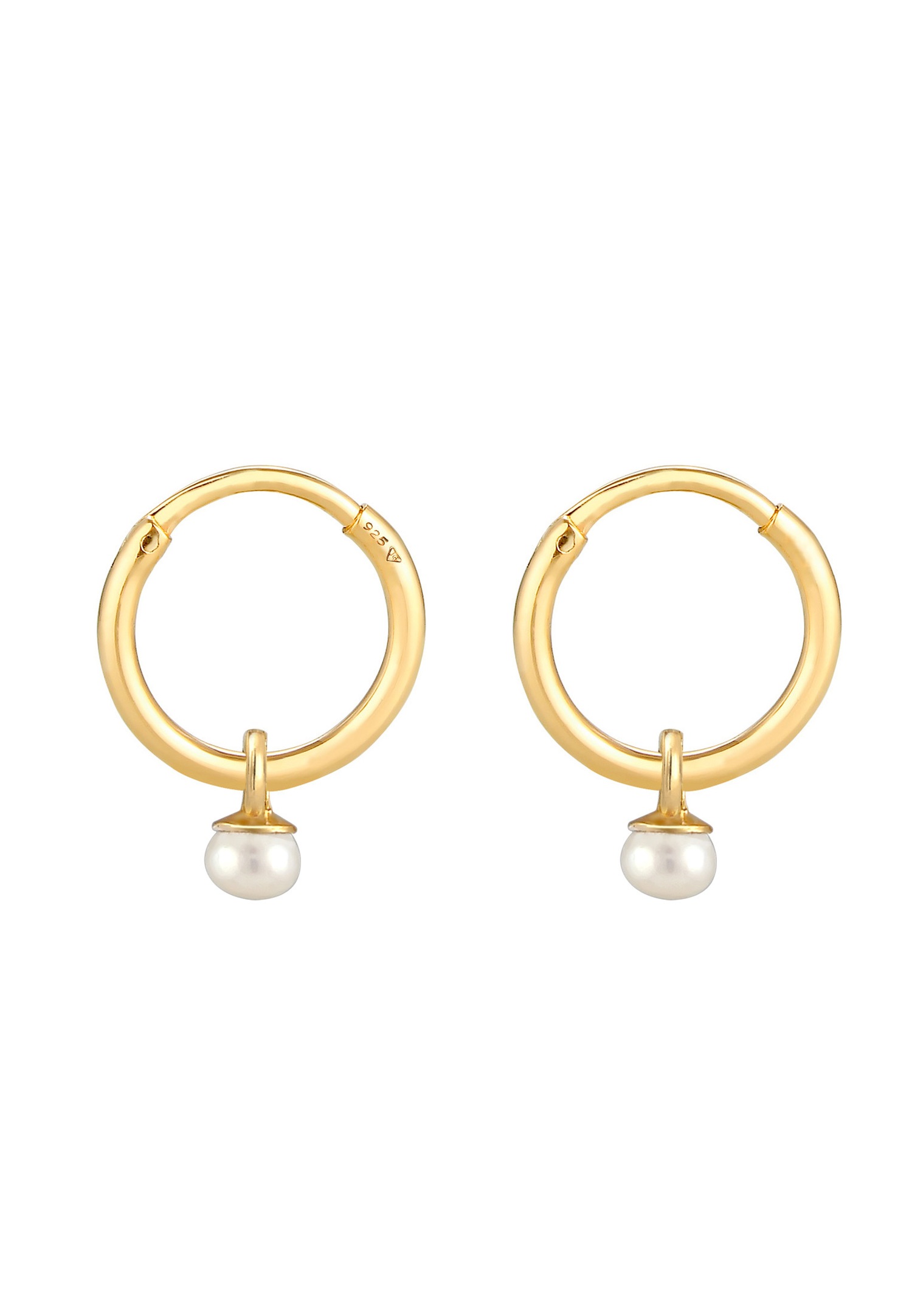 Elli PREMIUM Elli PREMIUM Boucles d'oreilles Femmes Créoles Intemporel Fin Tendance avec perle de culture d'eau douce en argent sterling 925 plaqué or