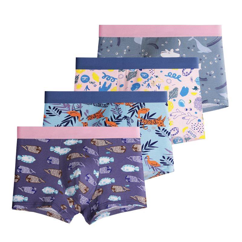 Regalo per uomo Mutande in cotone traspirante Personalità Cartone animato Fantasia Intimo Uomo Tasca Convessa Mutande Sexy Uomo Corte Homme