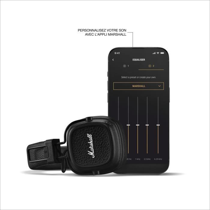 Fones de ouvido sem fio dobráveis MARSHALL Major V - Bluetooth - Preto