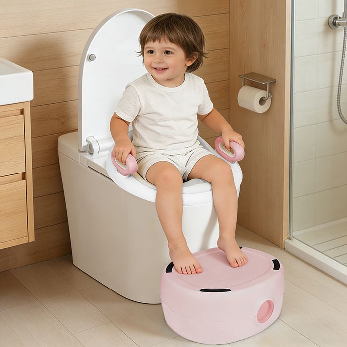 JEOBEST Orinal infantil 3 en 1, reductor de asiento de inodoro, taburete antideslizante, inodoro para bebés y niños pequeños de 12 a 36 meses, rosa
