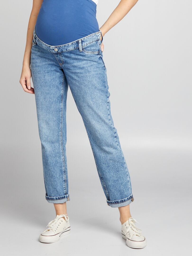 Calça jeans reta para gestantes - AZUL