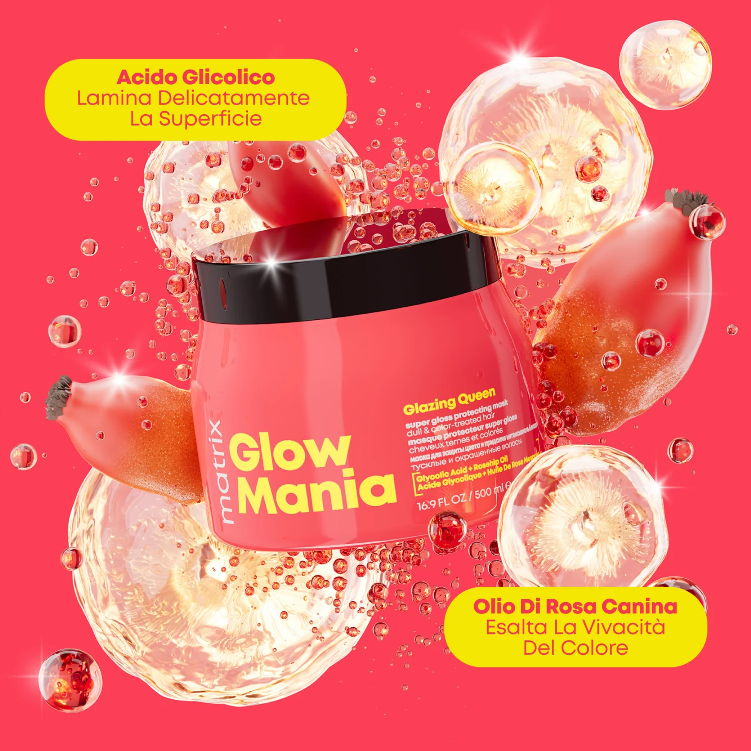 Glow Mania Super Gloss Protecting Mask - Maschera Protezione Colore Capelli, Maschera Illuminante Capelli