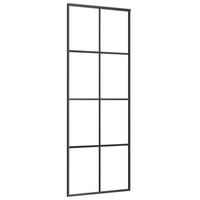 (Noir)Porte d'entrée - Magnifique Porte coulissante Aluminium et verre ESG 76x205 cm Noir 78628