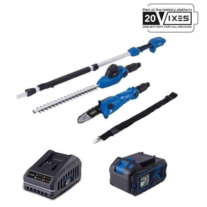 Set di attrezzi da giardino a batteria Scheppach 20V IXES C-PHTS410-X - Telescopico - + Batteria da 4Ah + Caricabatterie