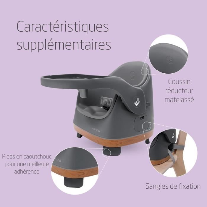 MAXI COSI Jay , Réhausseur de chaise 2-en-1 , rehausseur, siège pour le sol, plateau d'activités, 6m à 3 ans, Elegance Graphite