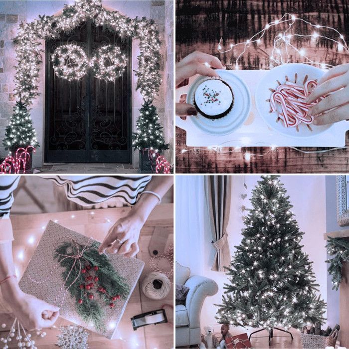 2 guirnaldas de luces de alambre de cobre, 5 m, 50 LED, blancas, USB, forma personalizable, decoración para eventos, Navidad, Halloween