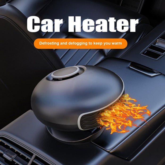 Chauffage Voiture Portable 12V/24V, Dégivrage 2-en-1 Ventilation Chaude/Froide, Base Rotative 360°