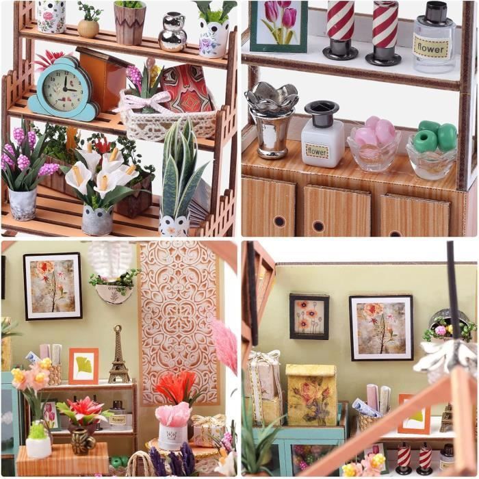 Kit de Maison de Poupes Miniatures DIY en Bois - - Fleurie - Adulte - Mixte PZCC