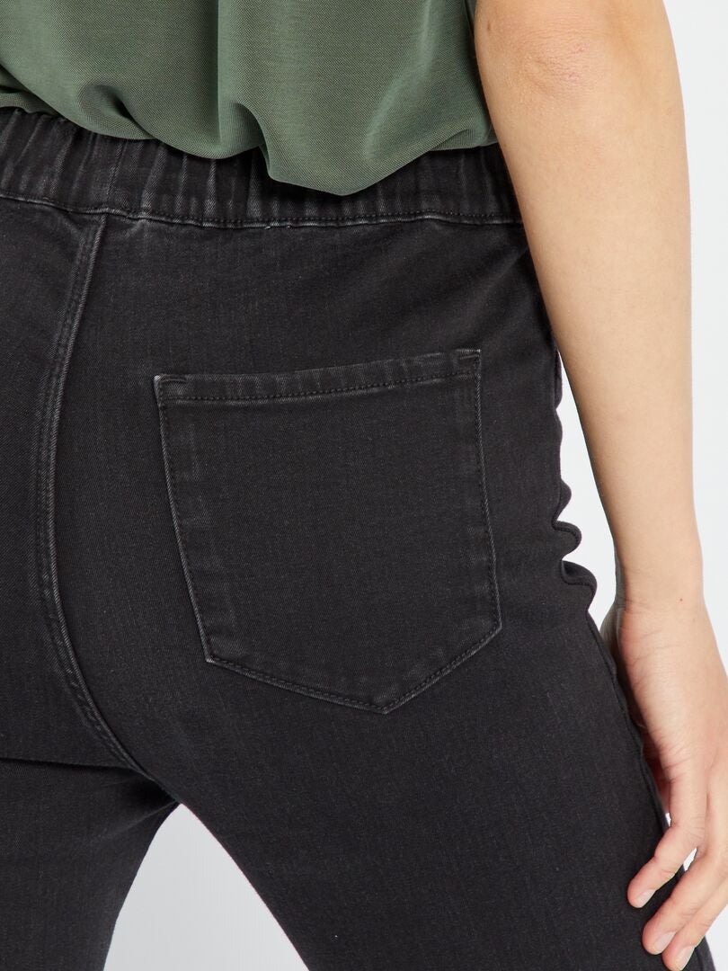 Jeggings de cintura alta e elásticas - PRETO