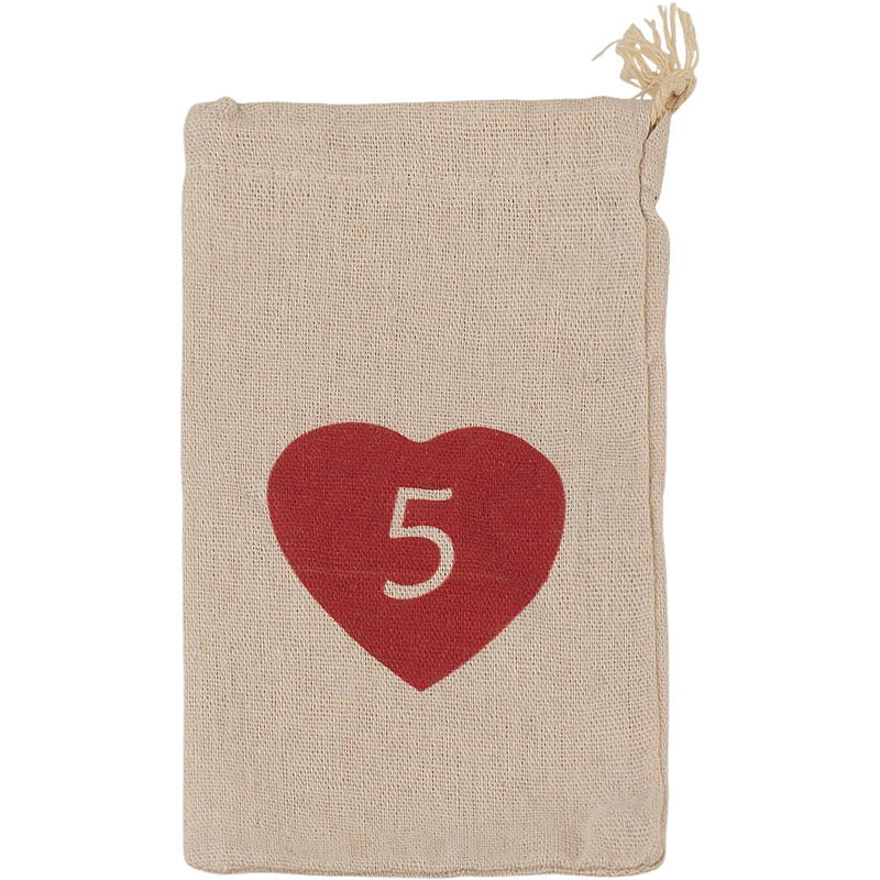 Hem Kalenderpåsar 12x20 cm 1-24 tyg med hjärta