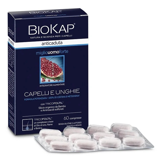 BIOKAP Biokap Complément alimentaire contre la chute des cheveux à base de millet pour hommes, 60 comprimés