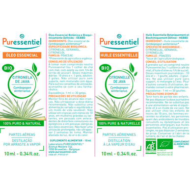 Puressentiel Huiles Essentielles Citronnelle de Java Bio Citronella Essentiële Olie 10 ml 10 ml