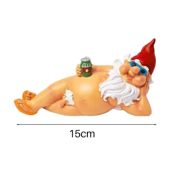 Garden decoration - FYDUN - Funny garden gnome statue - White - Resin - 15 cm