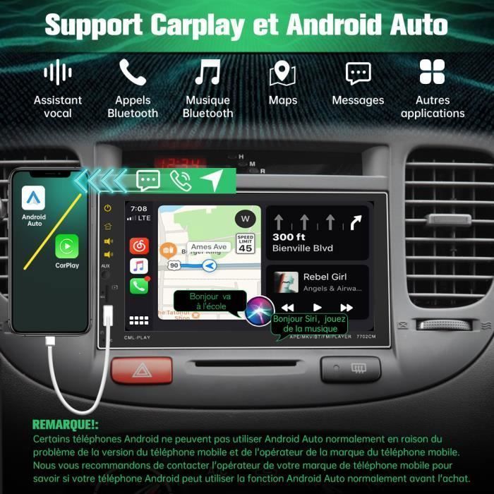 AWESAFE 2-DIN-Autoradio mit CarPlay & Android Auto, 7-Zoll-Bildschirm, GPS, Bluetooth, FM/AM