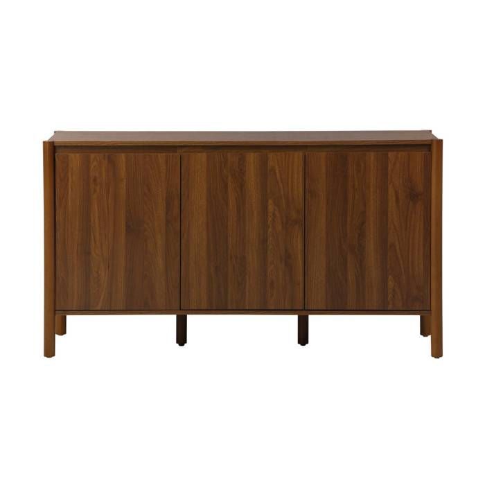 Buffet décor bois 3 portes noyer - 140 x 42 x 78.5 cm - Harmony