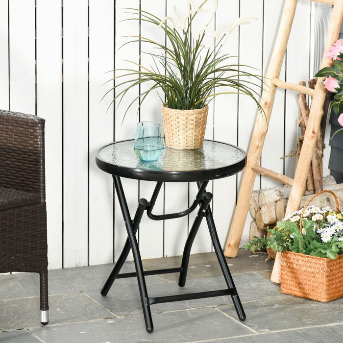 Outsunny - Mesa de jardim - Metal - 45x45x50cm - Preta