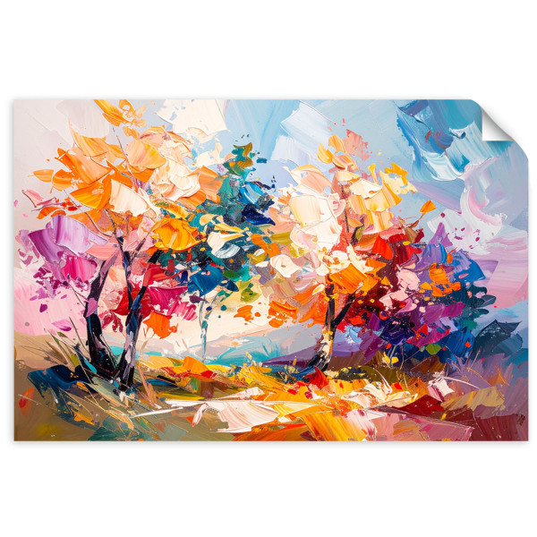 Naklejka na ścianę Feeby Kolorowy Krajobraz Drzewa Las 30x20