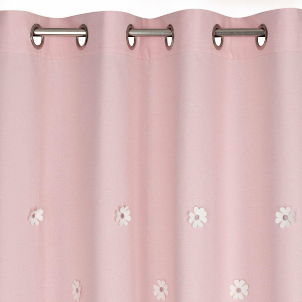 Gotowa zasłona Elsa 140x250 cm różowa w kwiaty do salonu