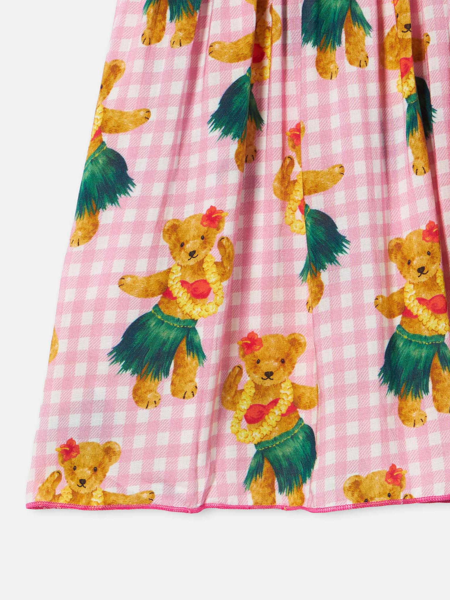 Lola-jurk van katoen met Hawaïaanse teddybeerprint.