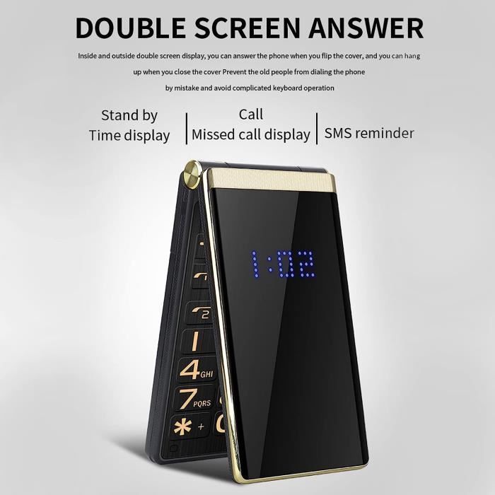 Large Button Flip Phone for Seniors - Dual 2.8 Inch LCD Screen - Loud Ringtone - Dual SIM - 5900 mAh Battery - of