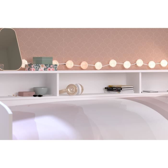 Lit banquette 2 tiroirs 90 x 200/190 cm - MDF - Mat décor chêne et blanc - JOY - 2339ENSE